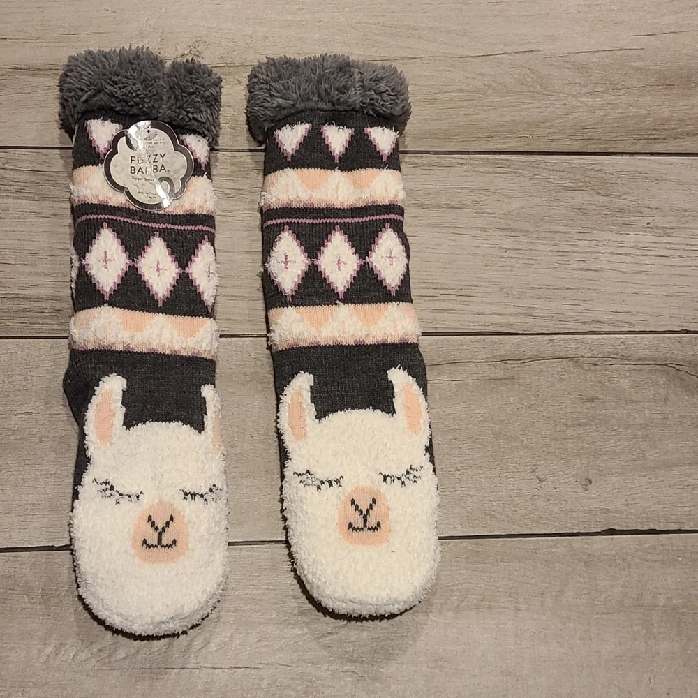 🍋‍🟩Fuzzy Baba Llama slipper socks🧋 💫 🎠 🌸 🍀☃️🪻🍍🍓🦉🐧💘💐